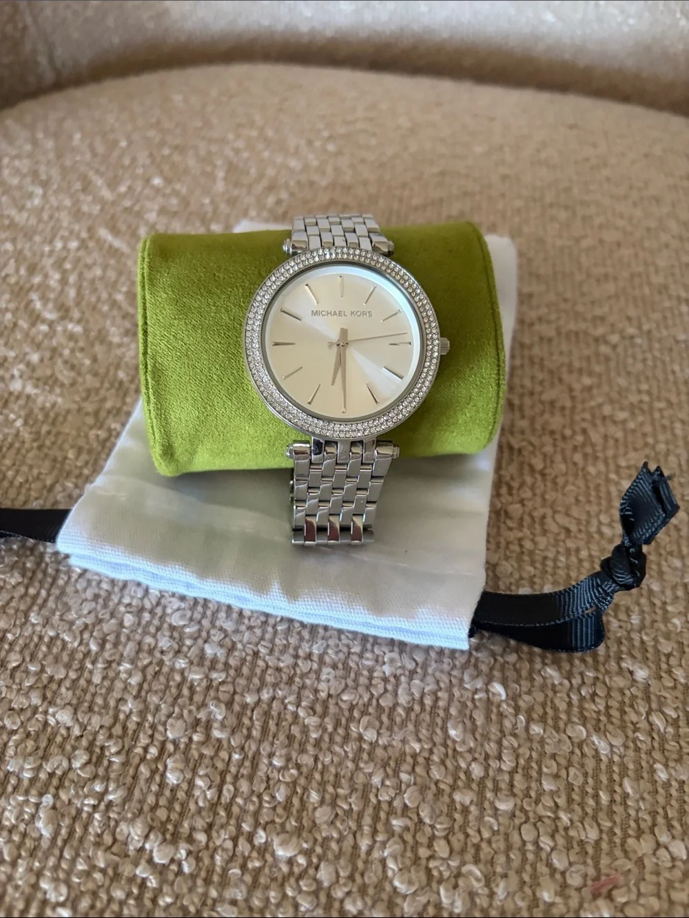 Michael Kors Silver Stainless Steel Crystal-Trim Watch